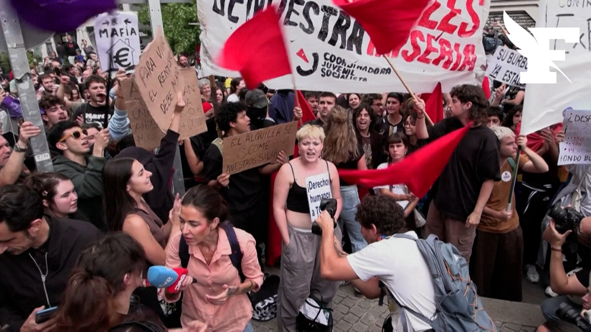 «Vers la grève générale» : en Espagne, des dizaines de milliers de manifestants défilent contre la crise du logement