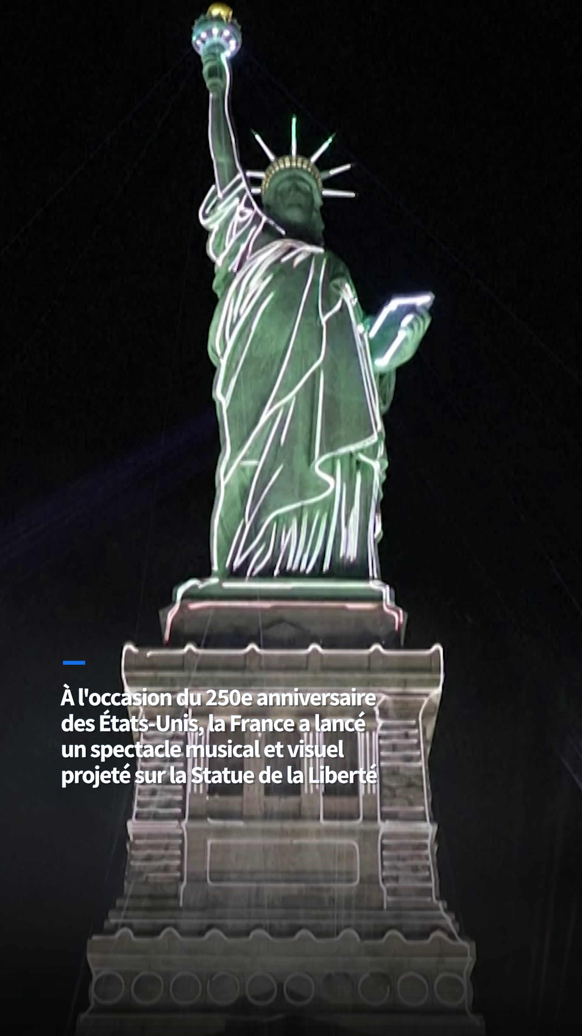 Un spectacle son et lumière illumine la Statue de la Liberté pour les 250 ans des États-Unis