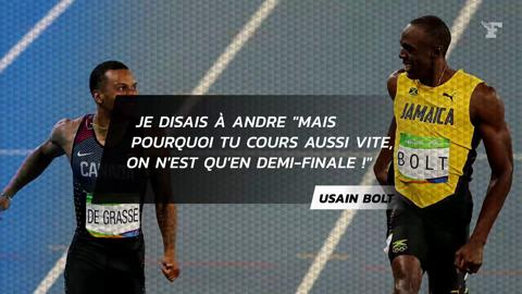 Usain Bolt et Andre De Grasse s'amusent en pleine demi-finale du 200 m