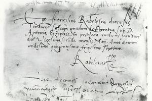 Manuscrit autographe de François Rabelais mentionnant son diplôme de docteur en médecine à la faculté de Montpellier, 25 mai 1537.