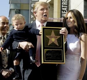  Donald Trump inaugurates his star in 2007 with his wife Melania and his son Barron 