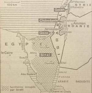Carte parue dans «Le Figaro» du 4 septembre 1978, figurant les quatre zones d'occupation israélienne.