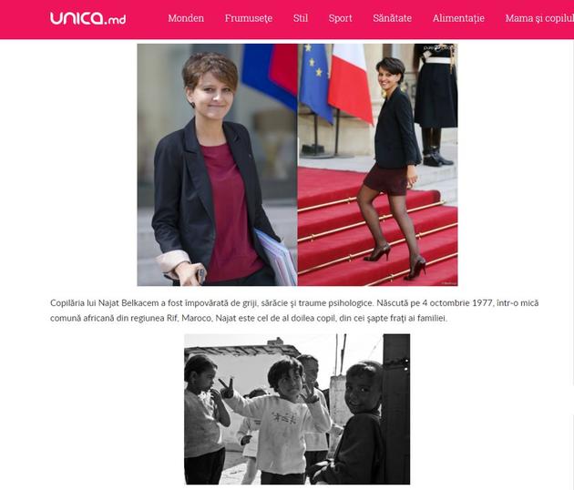 La fillette en photo sur le site Moldave unica.md n'est pas Najat Vallaud-Belkacem.