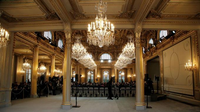 La salle des fêtes, lors du grand débat national, vendredi 1er février. Reuters.