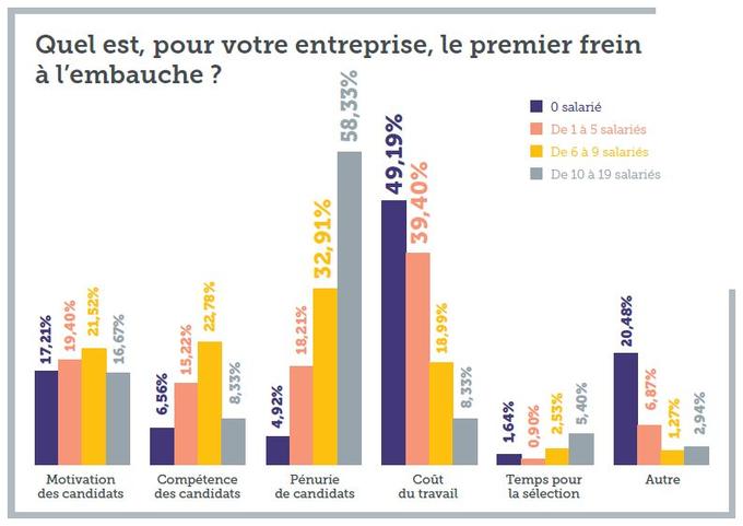 La pénurie de candidats est en tête des préoccupations des TPE de 6 à 19 salariés, selon une enquête du syndicat des indépendants.