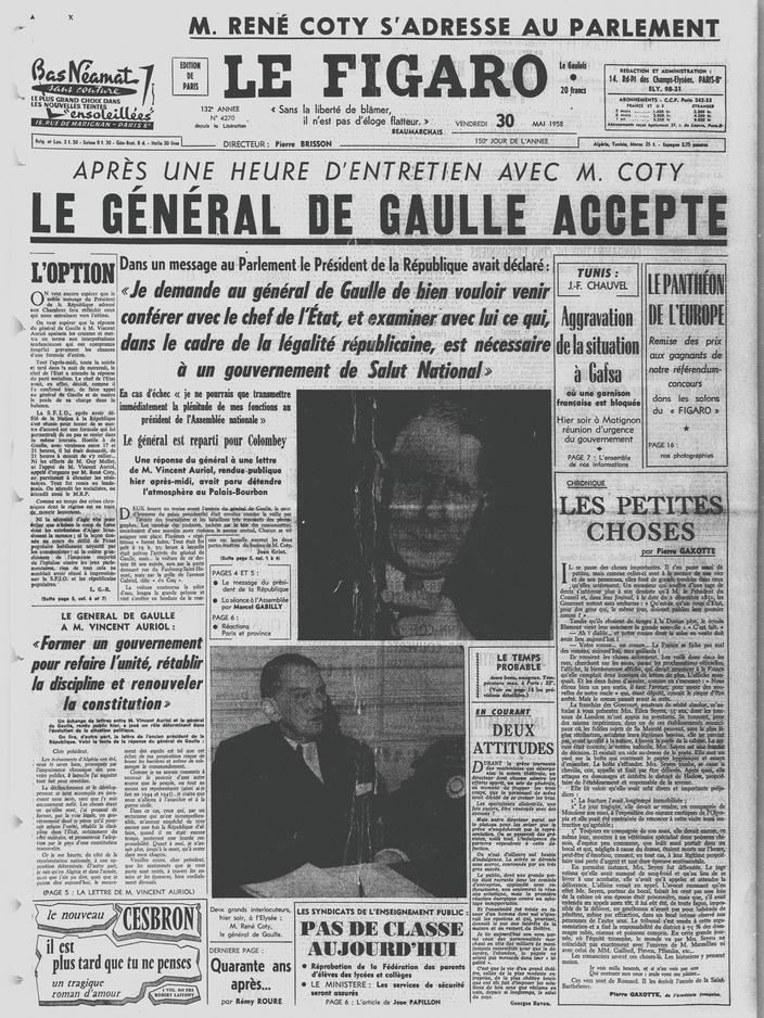 21 Decembre 1958 Charles De Gaulle Elu Premier President De La Ve Republique