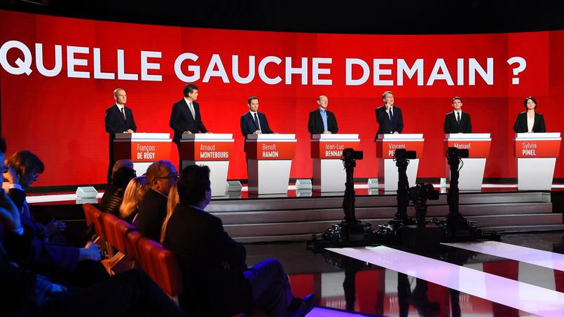 Les sept candidats à la primaire réunis à Paris, le 15 janvier 2017.