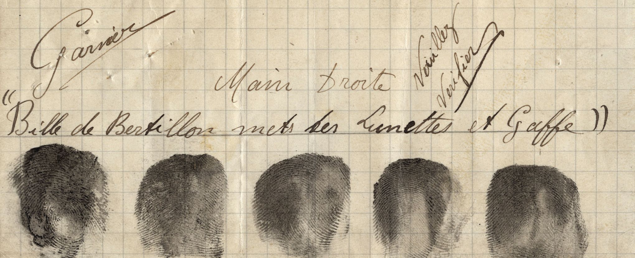 Le 24 octobre 1902, première arrestation d'un meurtrier confondu par ses empreintes  digitales