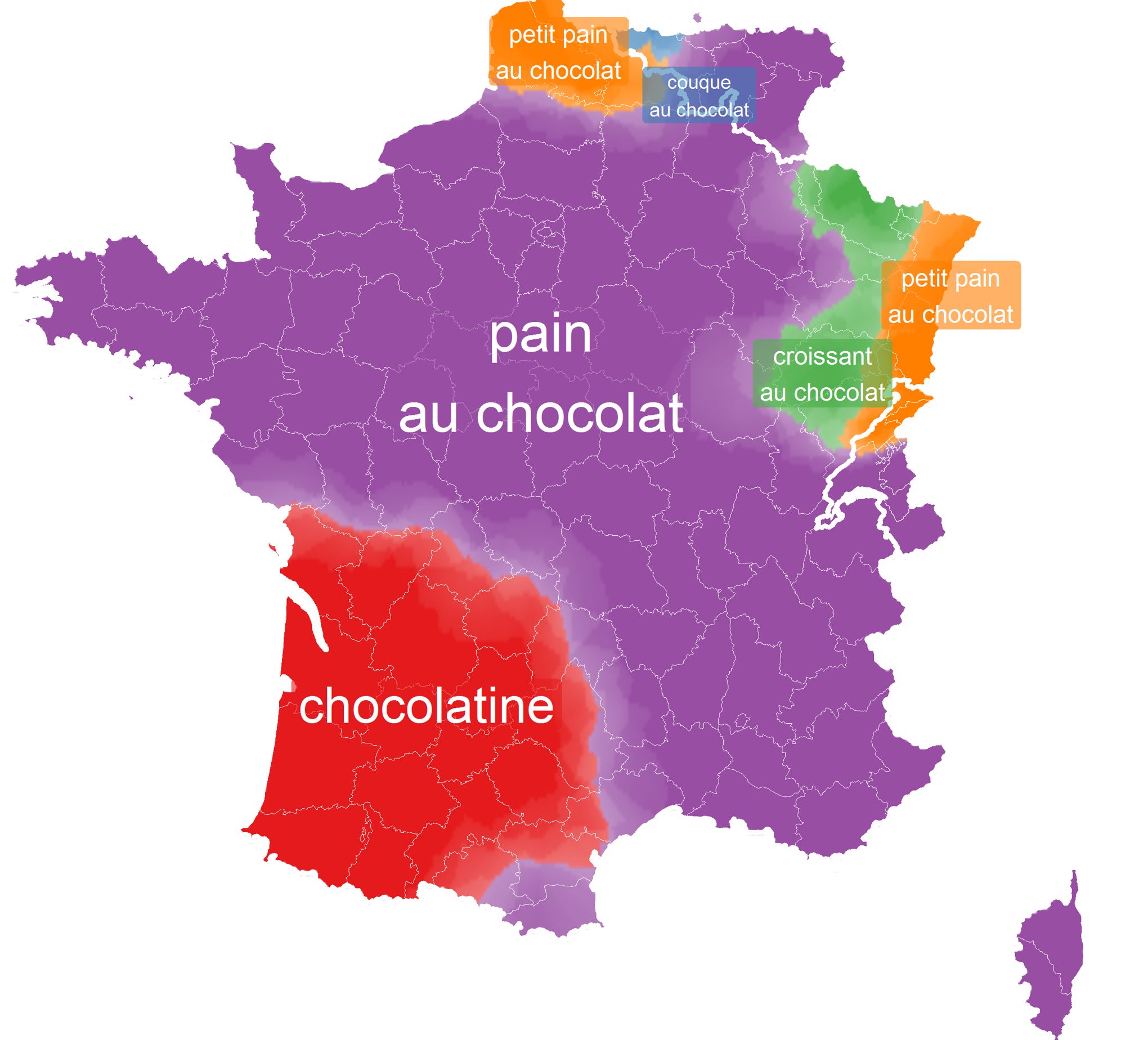 Pain Au Chocolat Chocolatine Carte De France