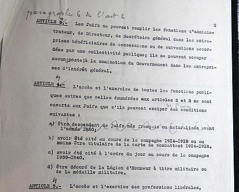 L Original Du Statut Des Juifs Accable Le Marechal Petain