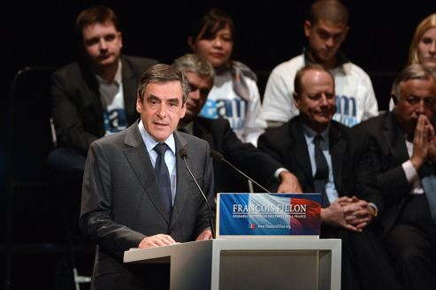 François Fillon lors du meeting au Palais des congrès de Paris, lundi soir.