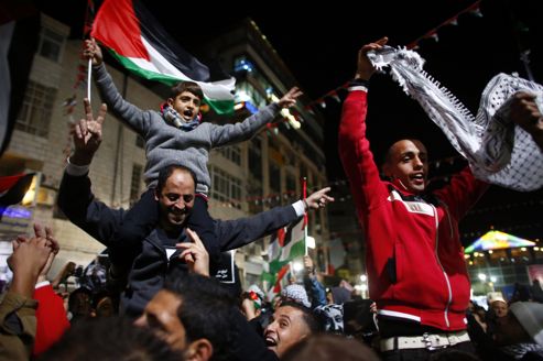 Le vote à l'ONU a provoqué des manifestations de joie en Palestine, comme ici à Ramallah.
