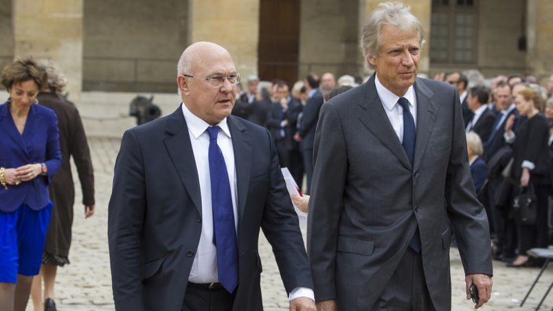 Le ministre du Travail, Michel Sapin, et l'ancien premier ministre Dominique de Villepin, côte à côte.