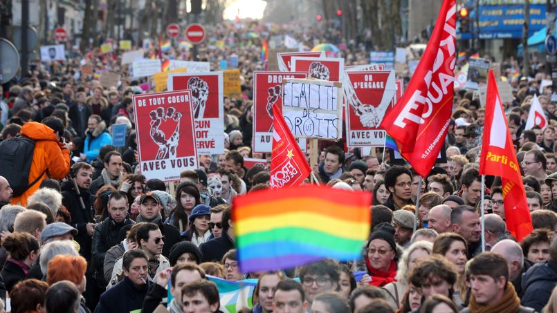 Manifestation pour la légalisation du mariage gay et LGBT, le 27 janvier 2013.