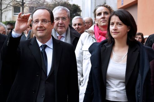 François Hollande et Cécile Duflot, jeudi, dans les rues d’Alforville (94).