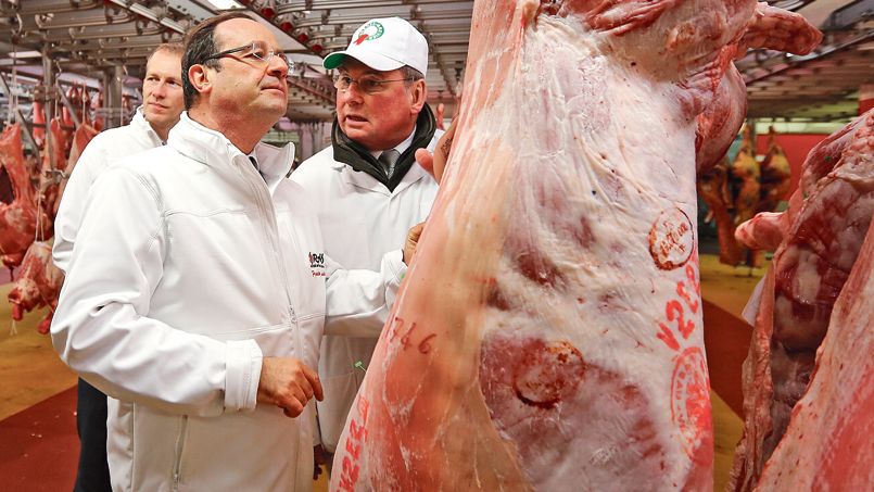 François Hollande en visite à Rungis.