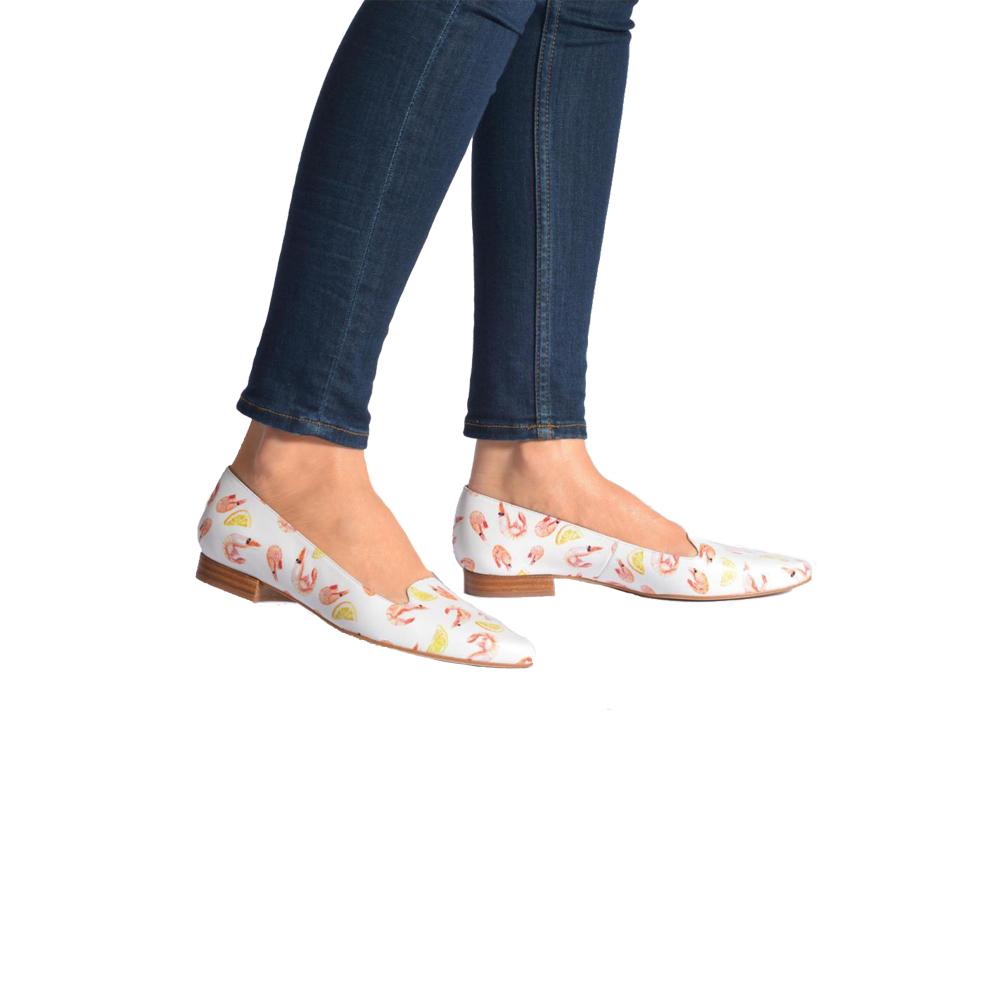 Mocassins Ballerines J.CREW En Cuir Italie - Beige Marine Pointure 8 Femme Occasion