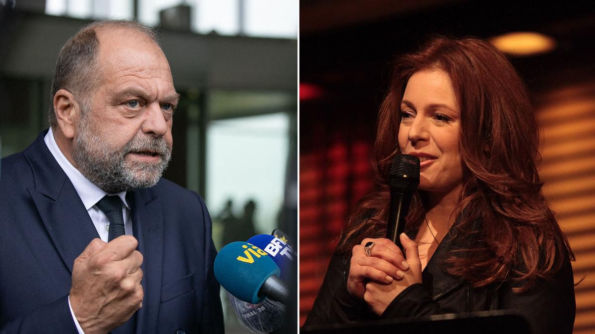 Eric Dupond-Moretti devant le Tribunal de Pontoise, le 24 septembre 2020. Isabelle Boulay lors d'un concert live en France en 2014.