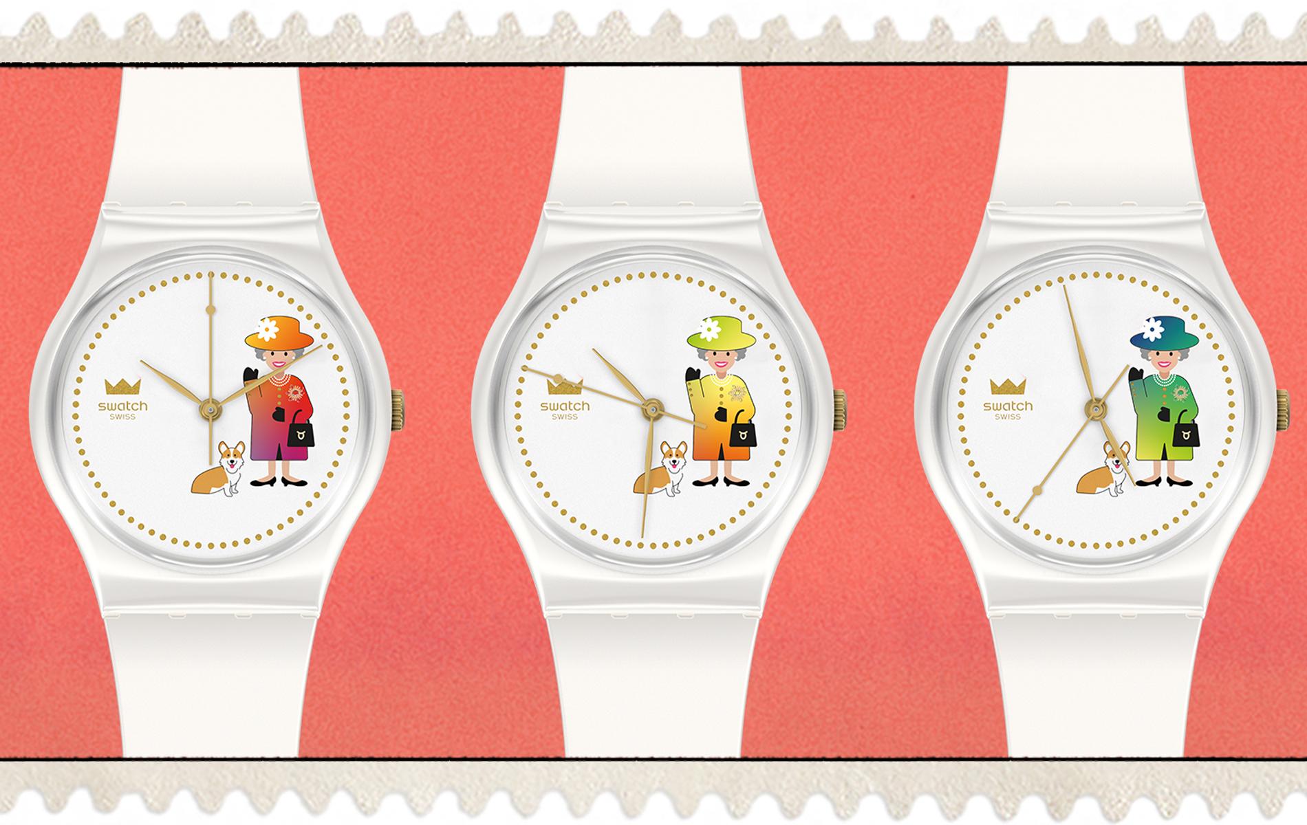 Wanted : la montre Swatch hommage à la reine Elizabeth II (et ses corgis)