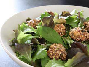 Jeunes pousses et croquettes de graines