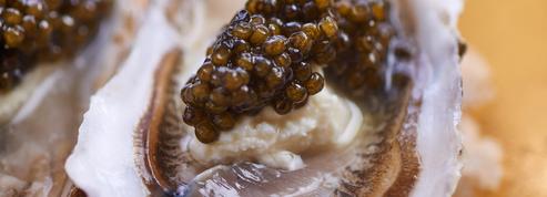 Huîtres crues au caviar