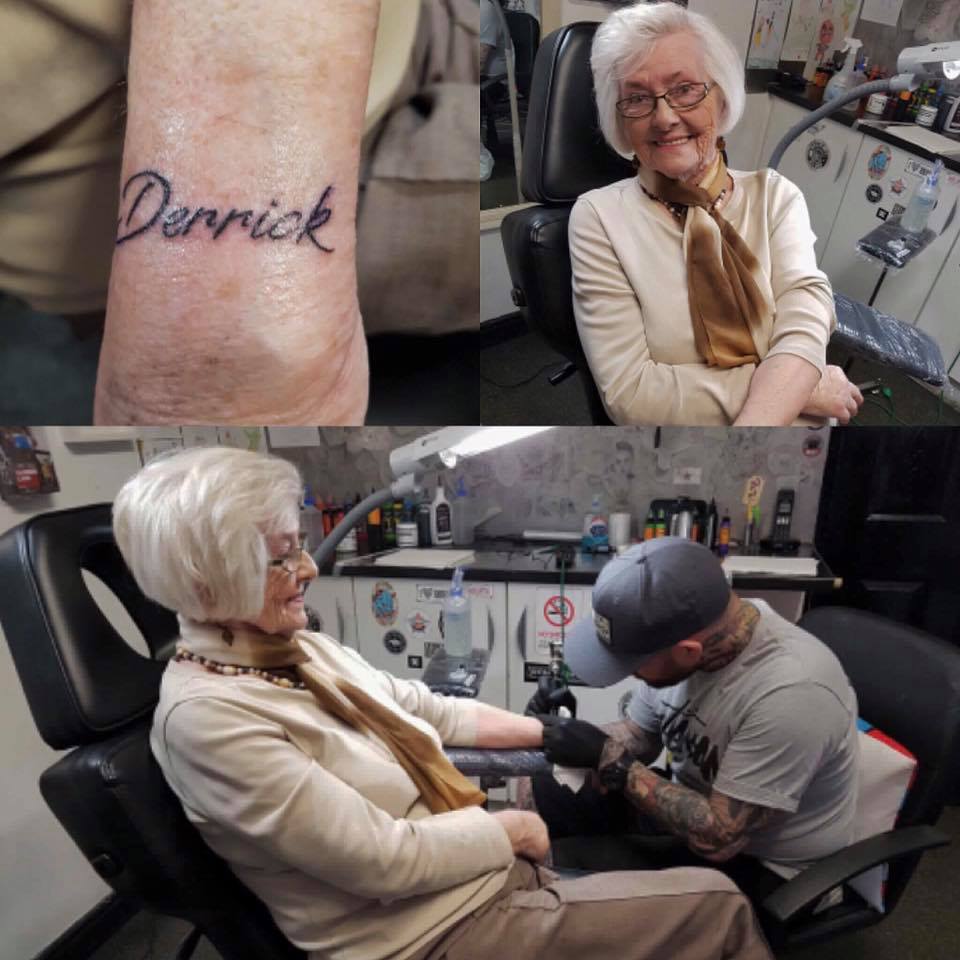 À 82 ans, une mamie se fait tatouer pour la première fois en hommage à son  défunt mari